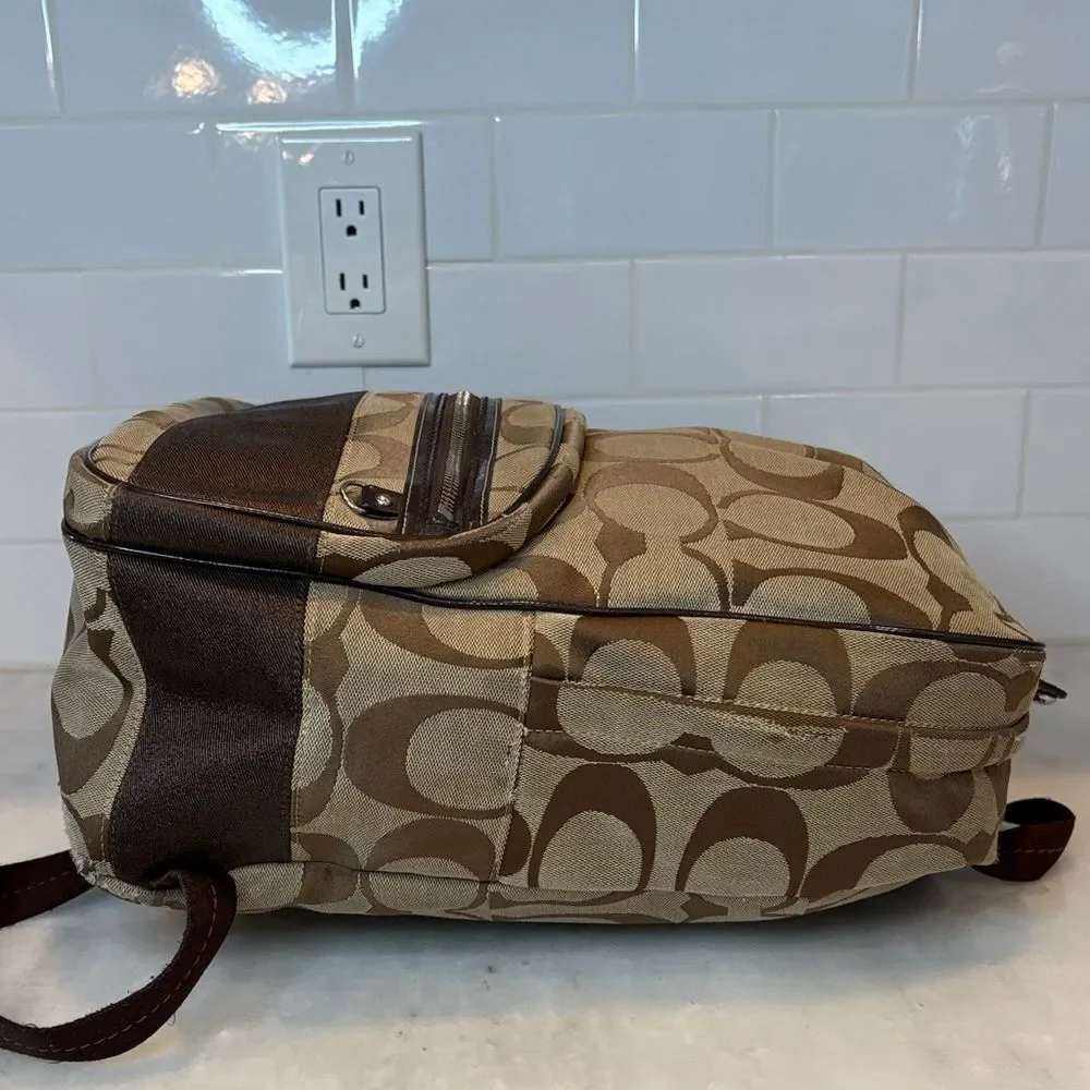 Coach Backpack Purse Vintage Jacquard Signature Logo Stripe Large Backpack - HTF